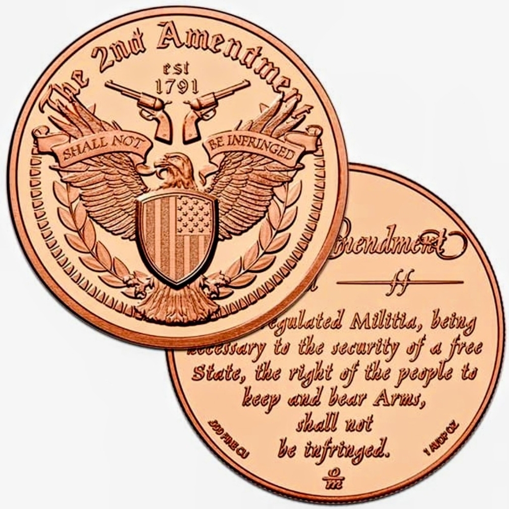 1 oz Cupper Round "Eagle 2nd Amendment" .999 Pure Cupper